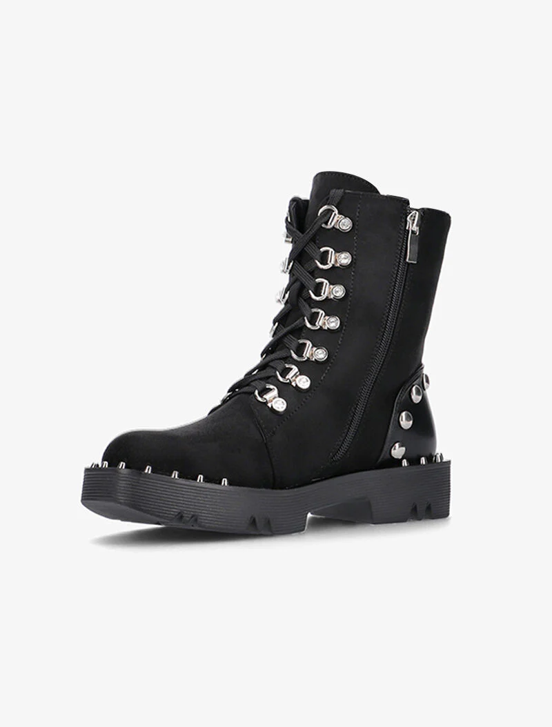 Boots rock bimatière à semelle carrée - noir - Image 3