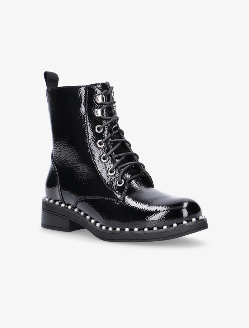 Boots vernies à tour de semelle perlé - noir - Image 2