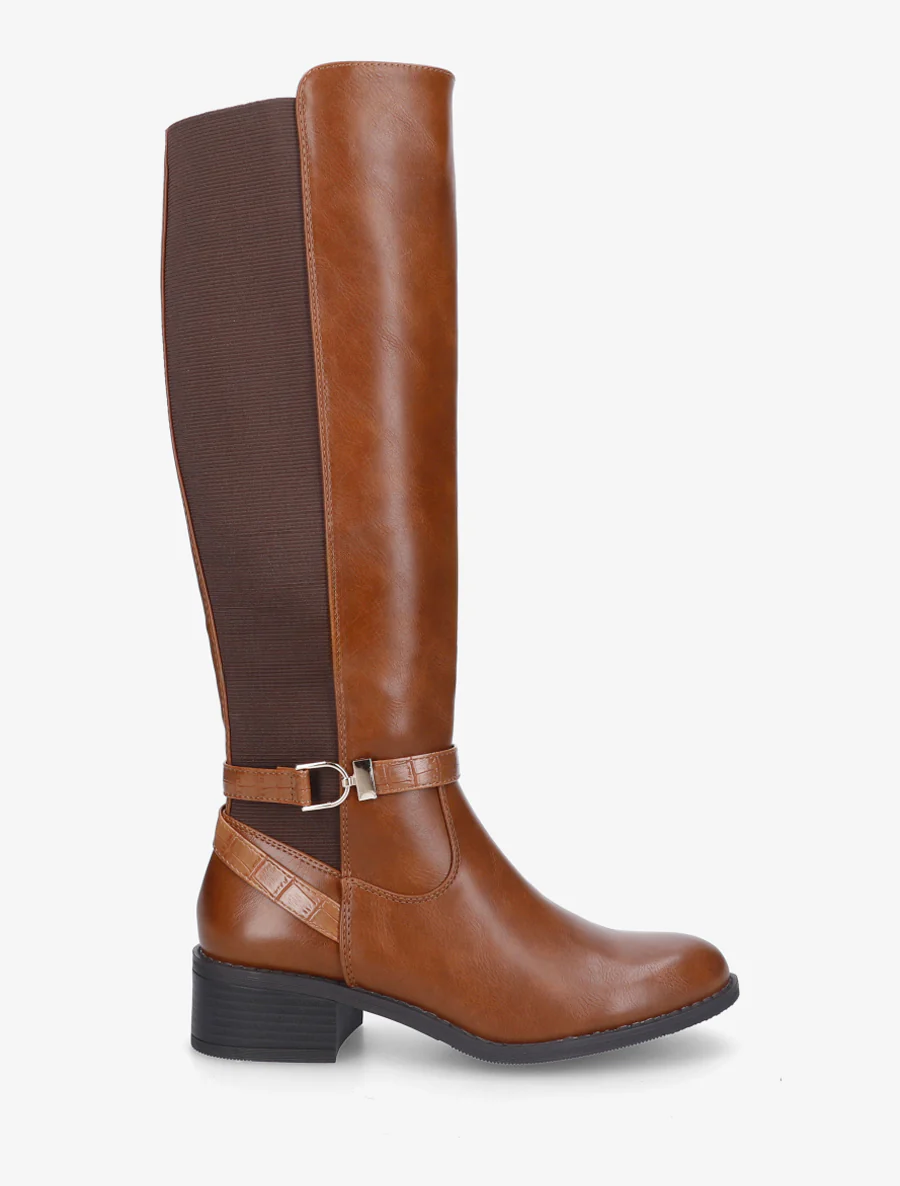 Botte style cavalière en simili - Camel