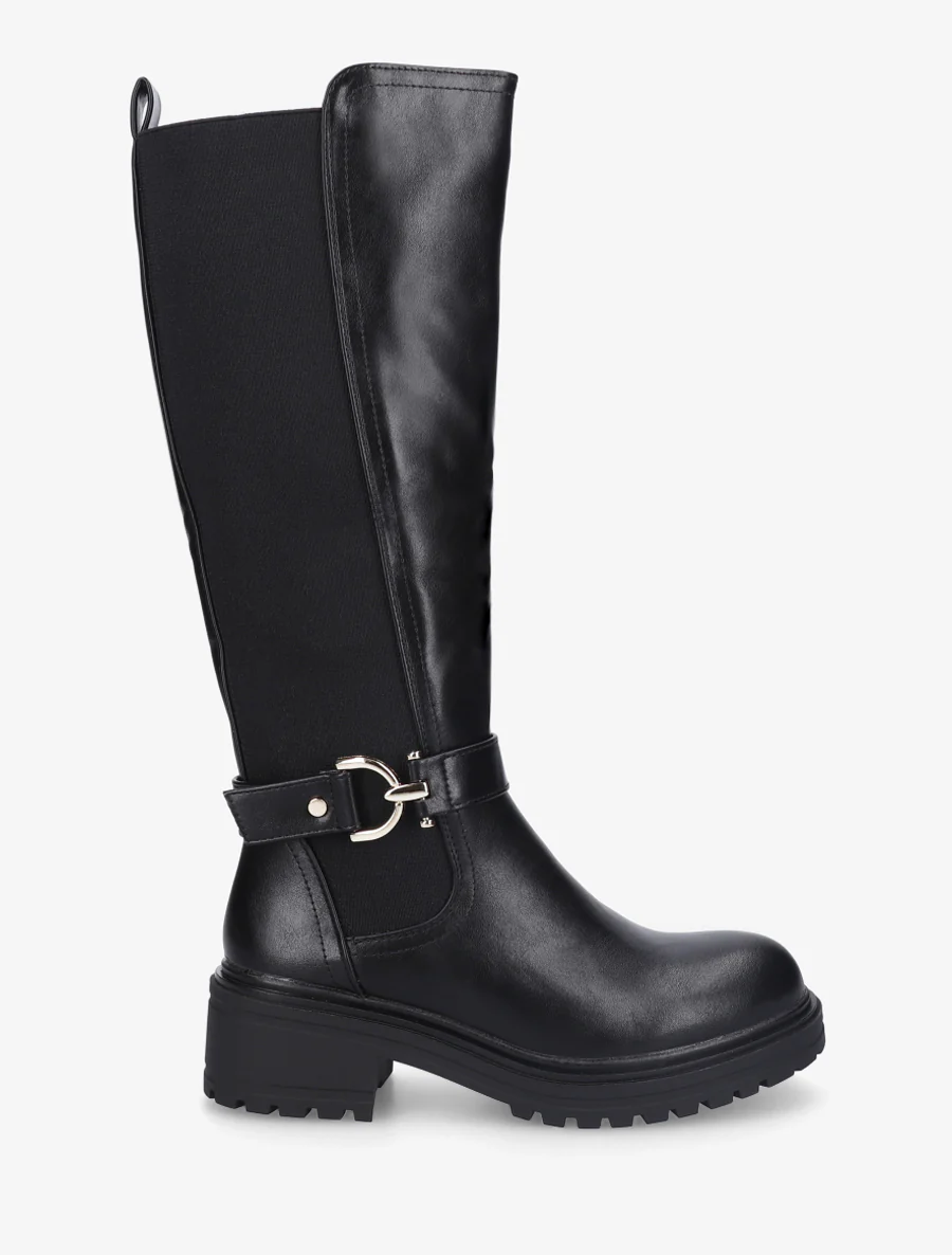 Bottes à boucle et semelle crantée - Noir