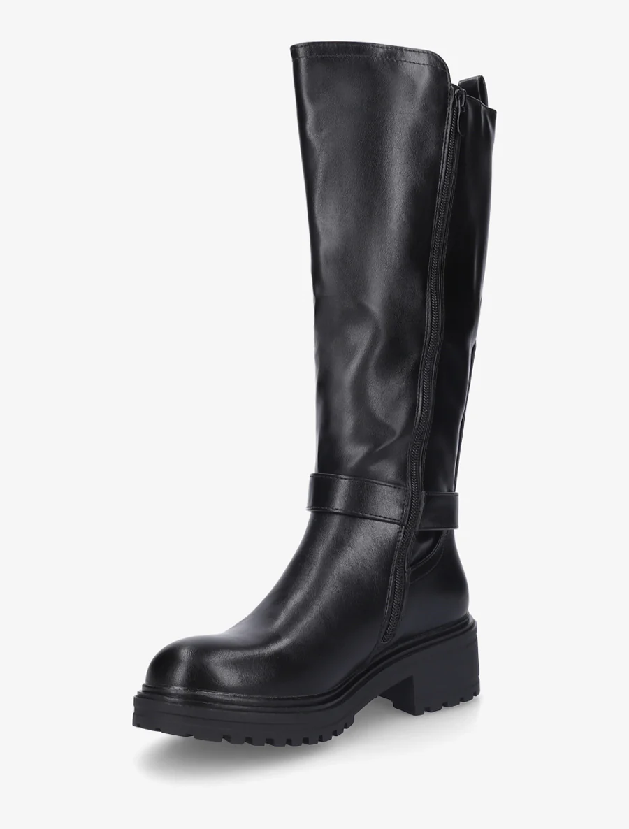 Bottes à boucle et semelle crantée - Noir - Image 3