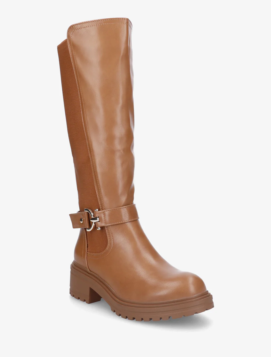 Bottes à boucle et semelle crantée - Camel - Image 2