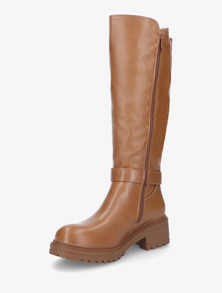 Bottes à boucle et semelle crantée - Camel - Image 3