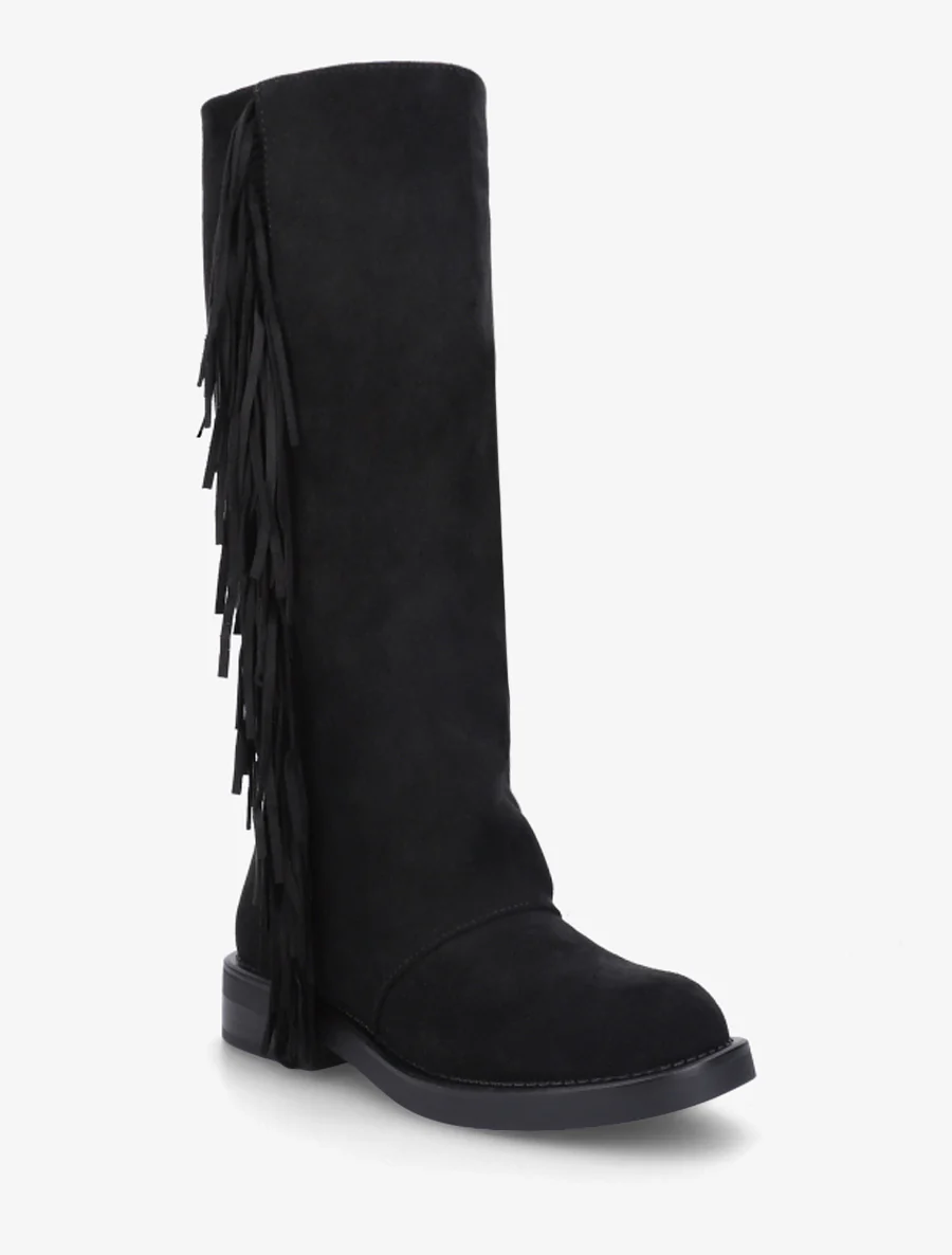Bottes à franges en suédine - Noir - Image 2