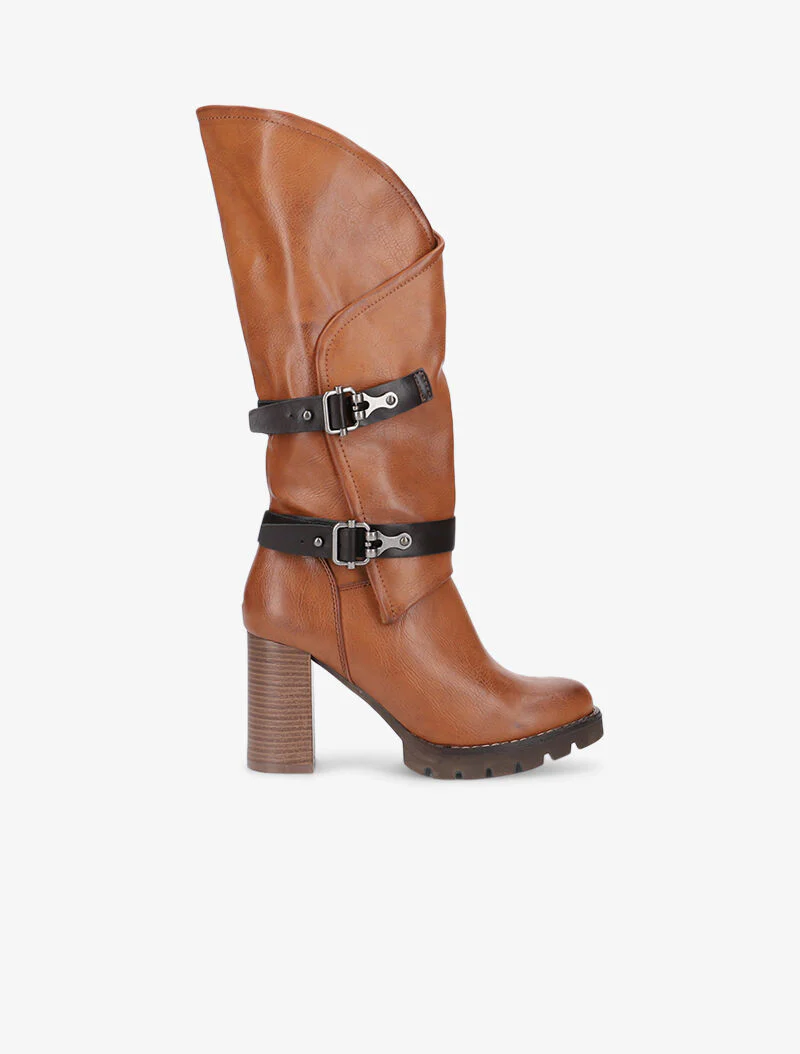 Bottes  à revers asymétrique - camel - Image 2