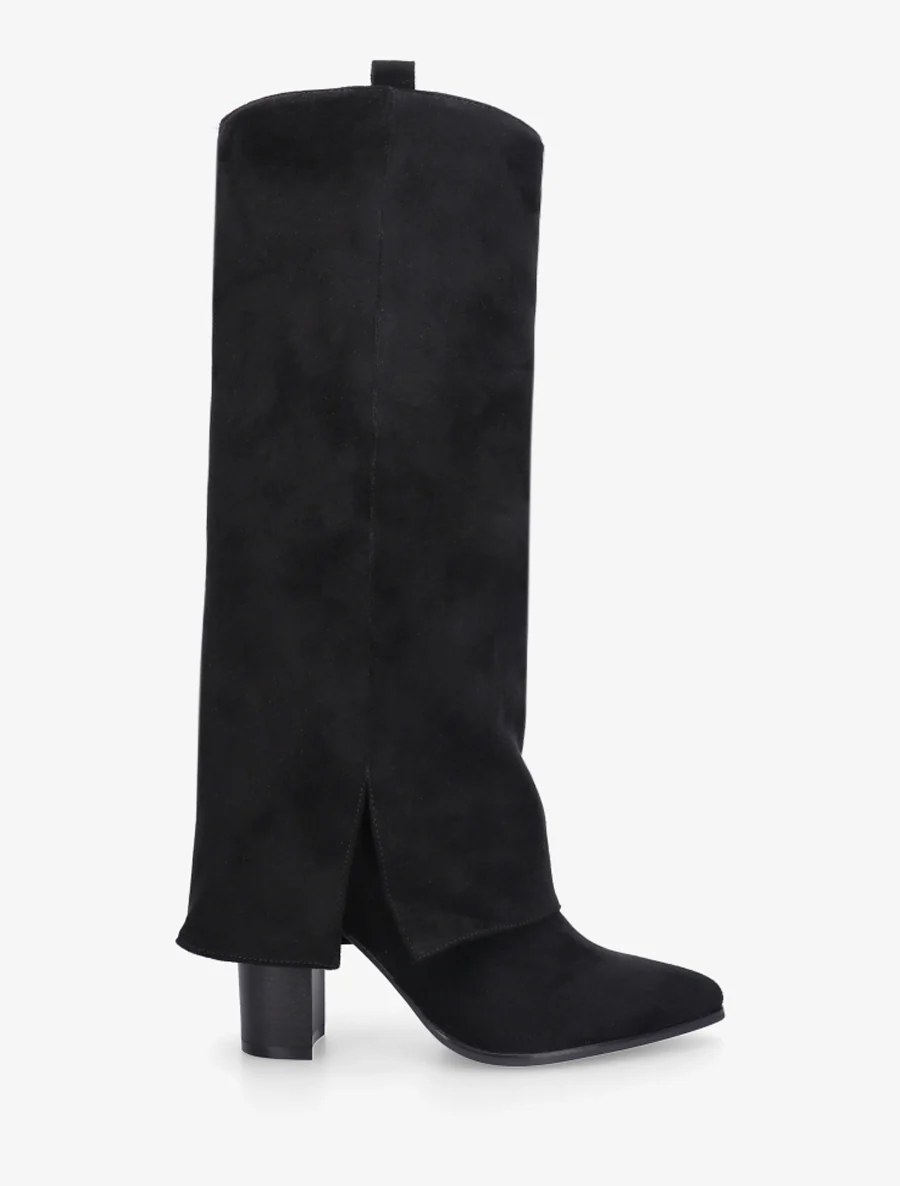 Bottes à revers en suédine - Noir