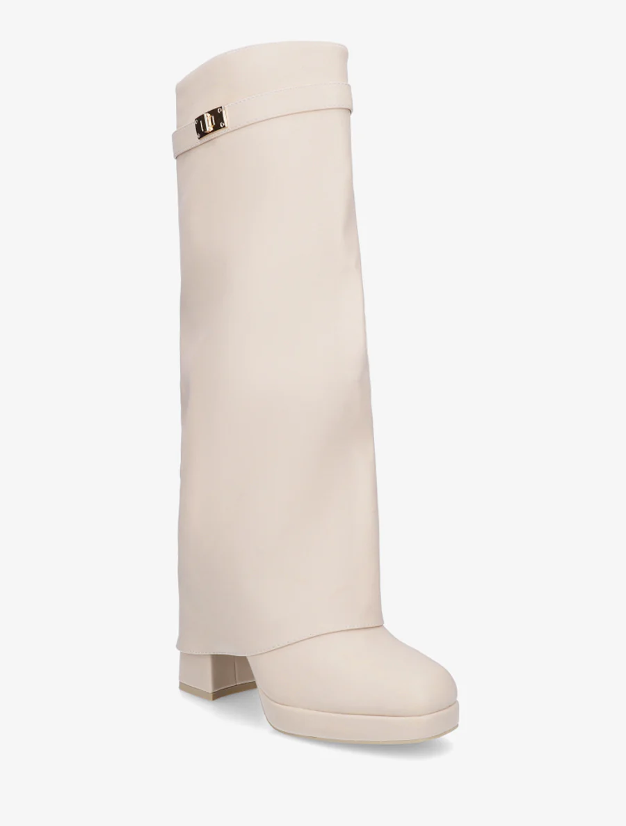 Bottes à revers et boucle décorative - Beige - Image 2