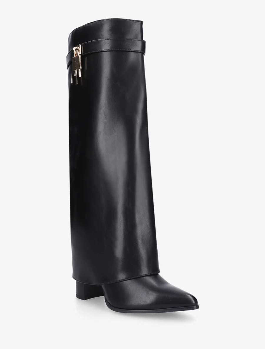 Bottes à revers et bout pointu - Noir - Image 2
