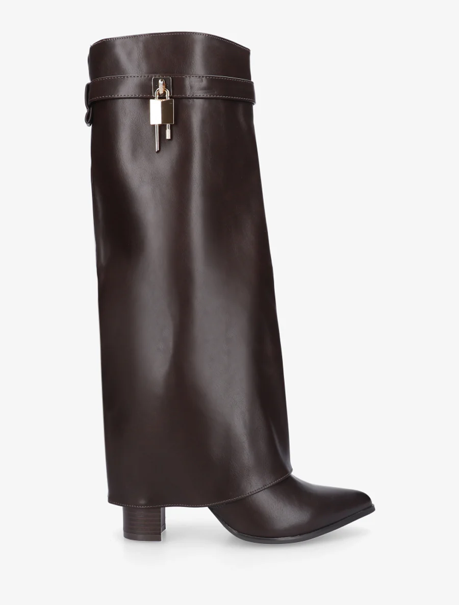 Bottes à revers et bout pointu - Marron