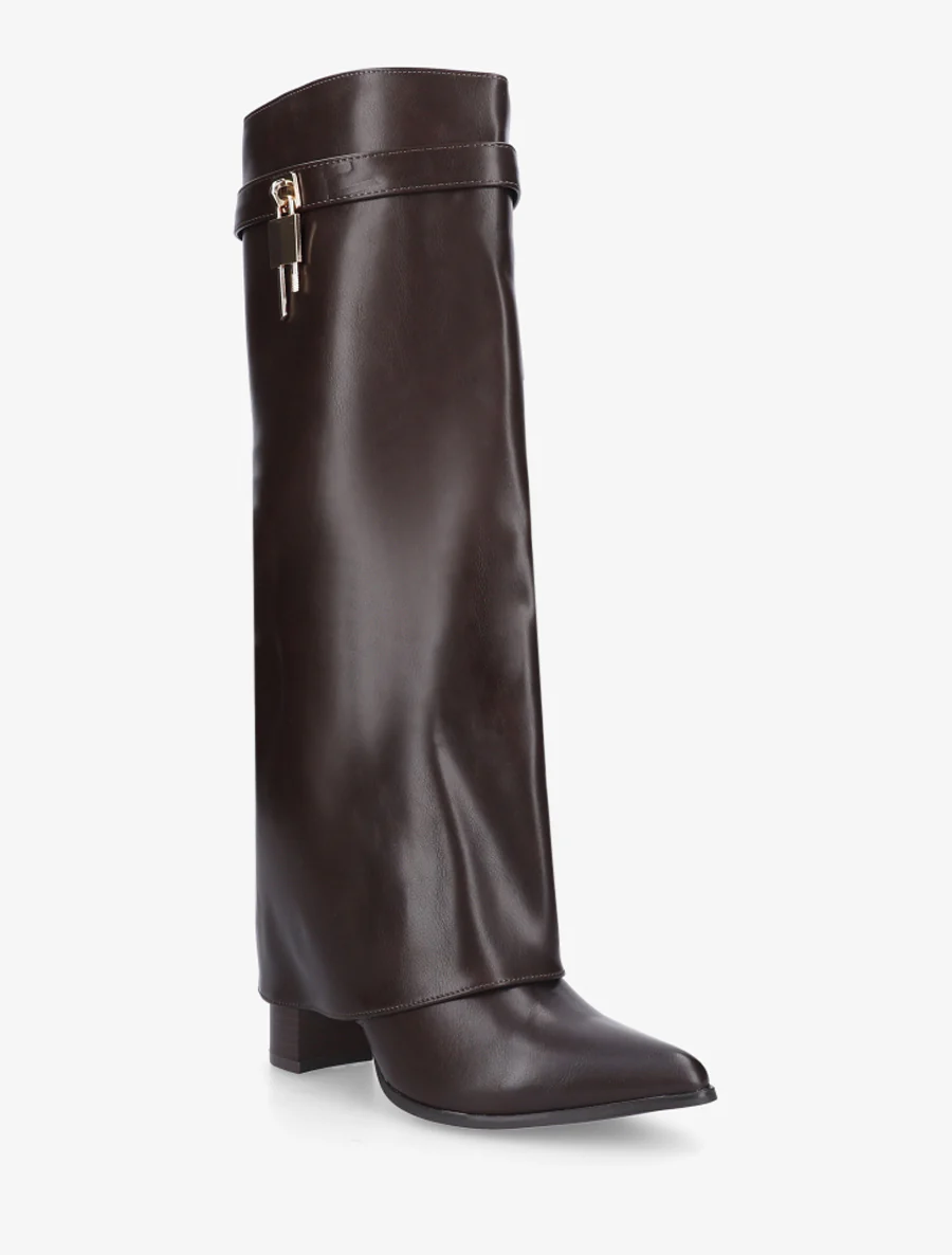 Bottes à revers et bout pointu - Marron - Image 2