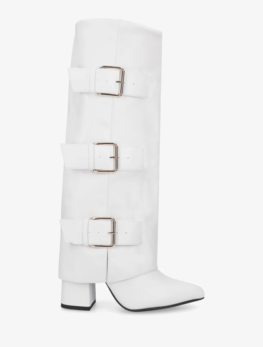 Bottes à revers et triple sangles - Blanc