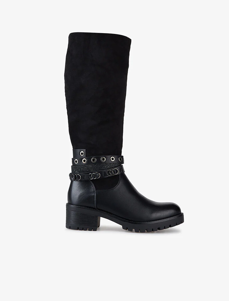 Bottes bi matière à brides - noir