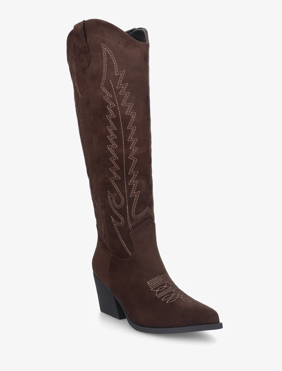 Bottes brodées style santiags - Marron - Image 2