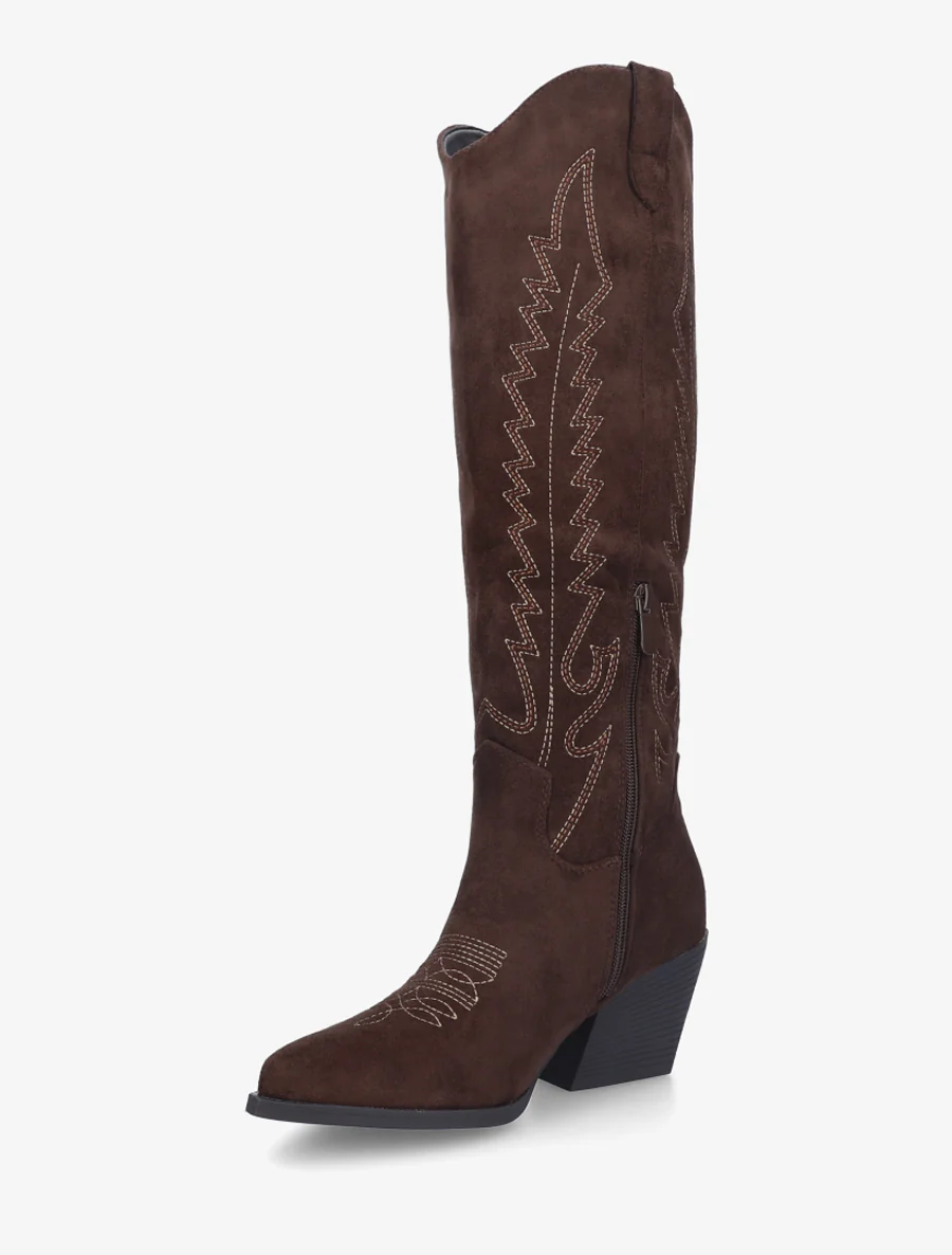 Bottes brodées style santiags - Marron - Image 3