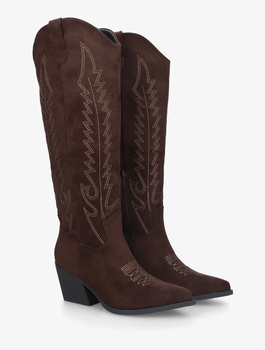 Bottes brodées style santiags - Marron - Image 4