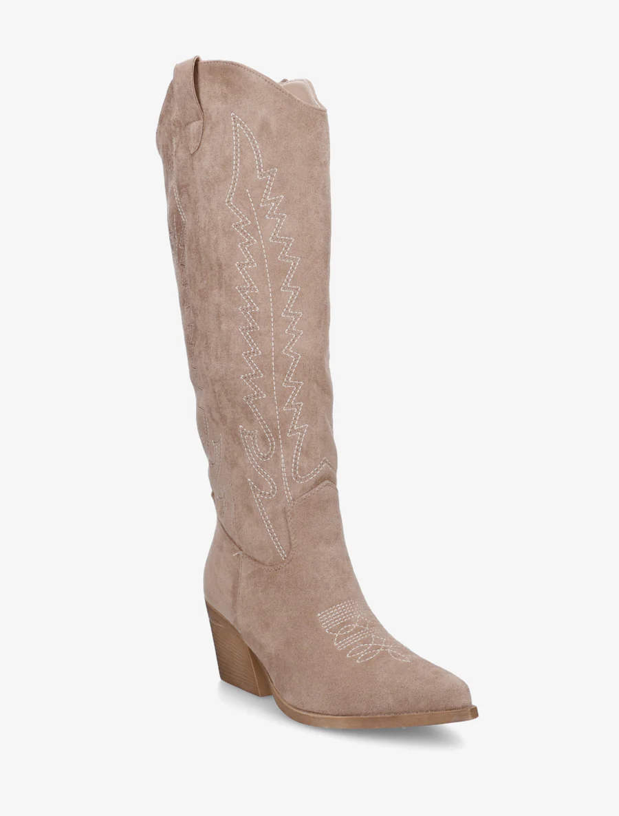 Bottes brodées style santiags - Taupe - Image 2