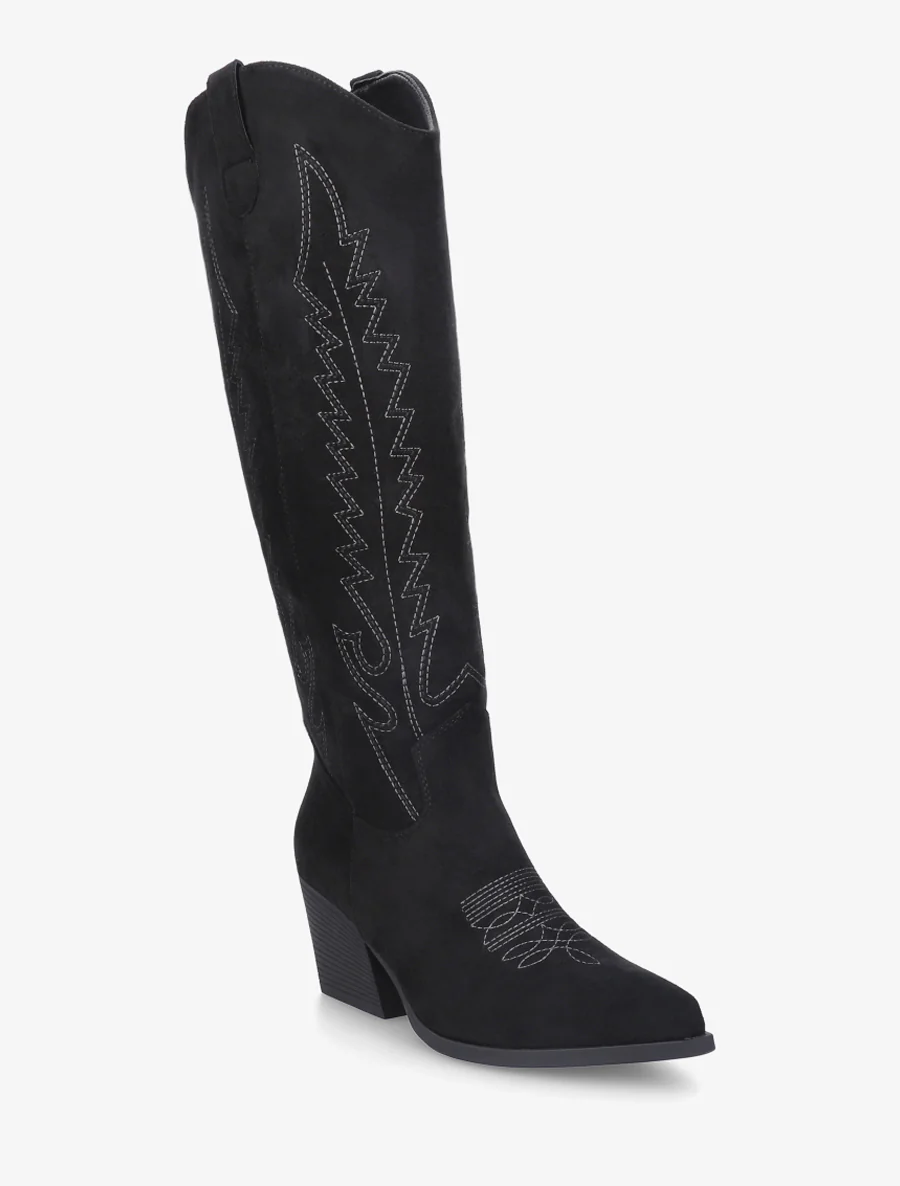Bottes brodées style santiags - Noir - Image 2