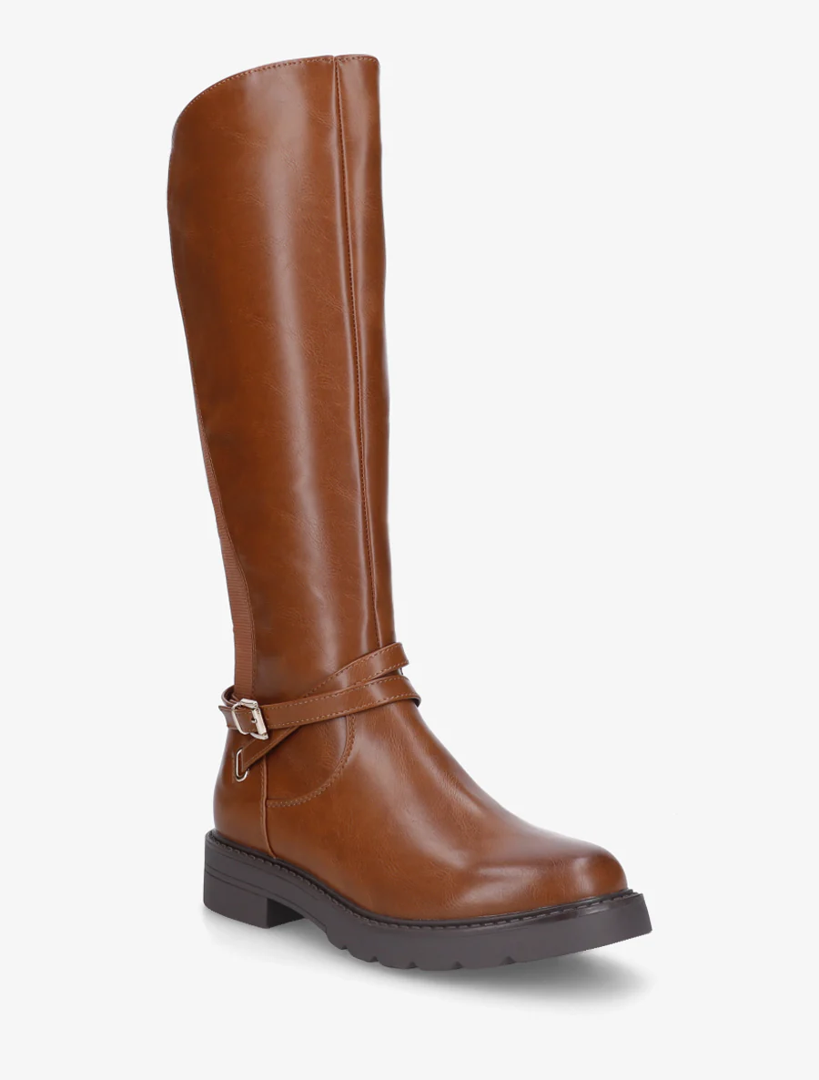 Bottes cavalière élastiquées à sangle - Camel - Image 2