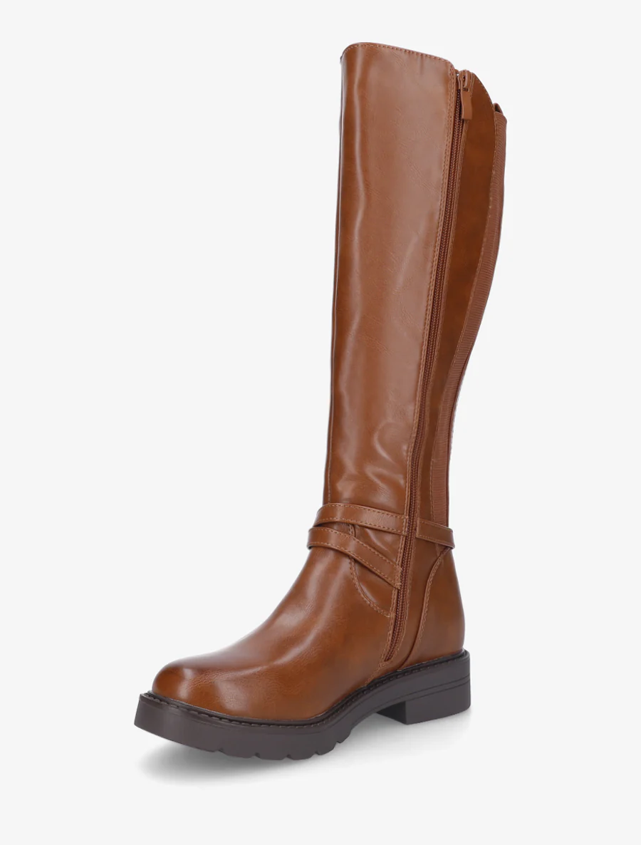 Bottes cavalière élastiquées à sangle - Camel - Image 3