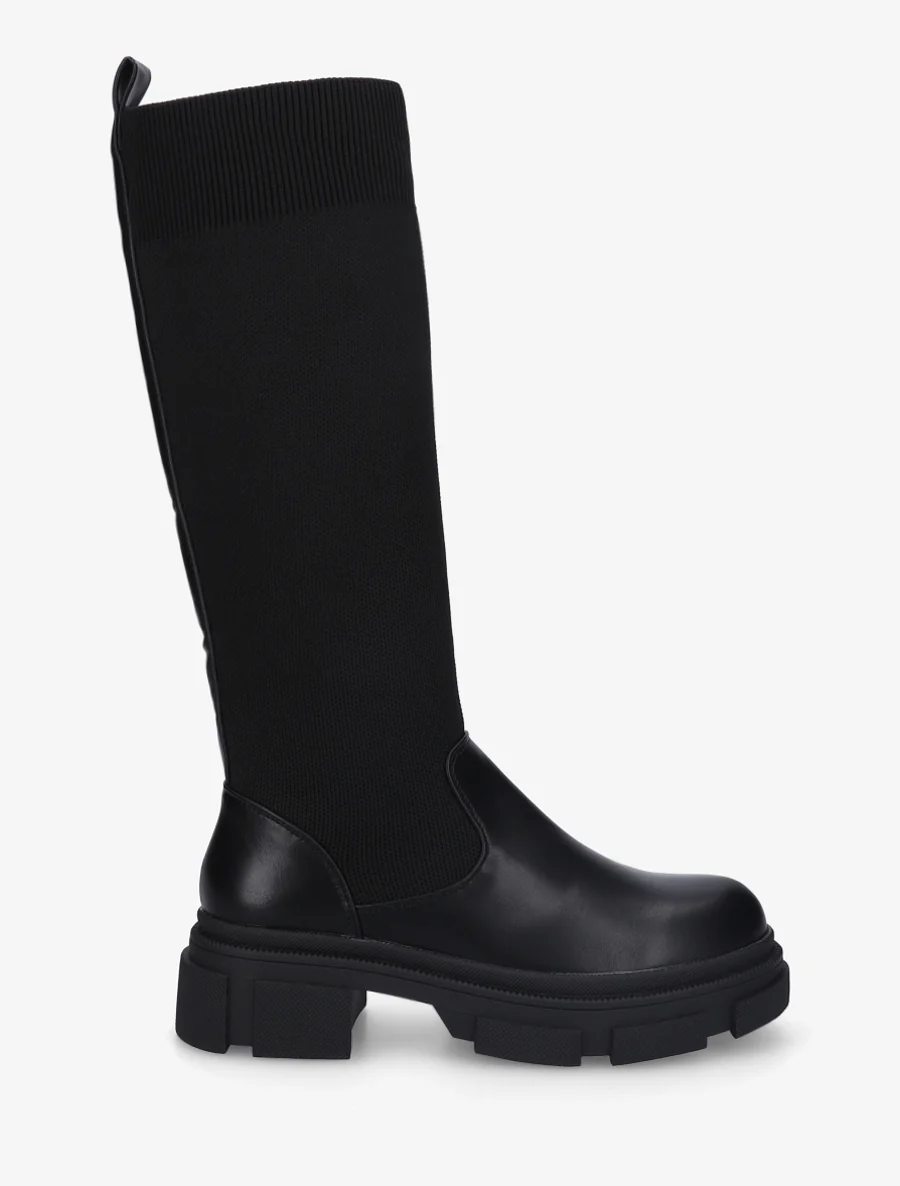 Bottes chaussettes en simili - Noir