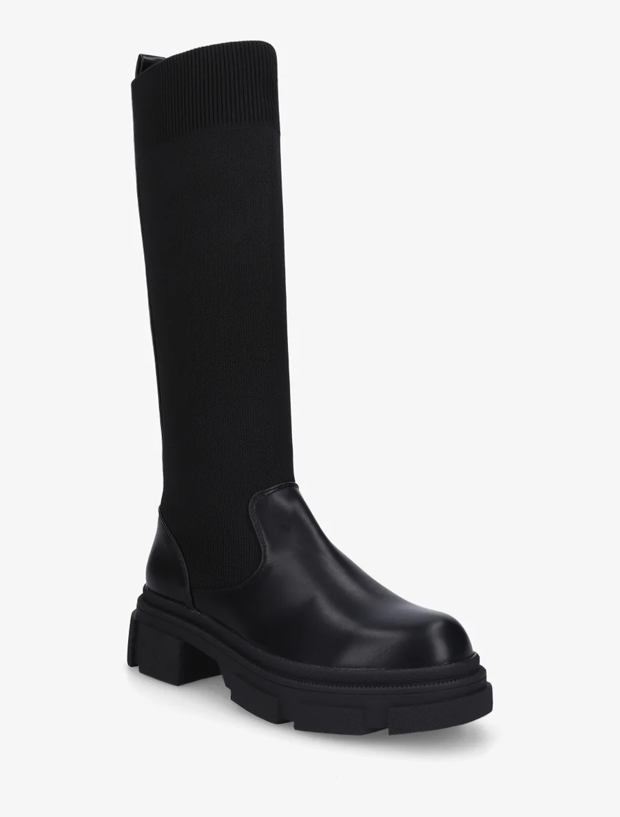 Bottes chaussettes en simili - Noir - Image 2