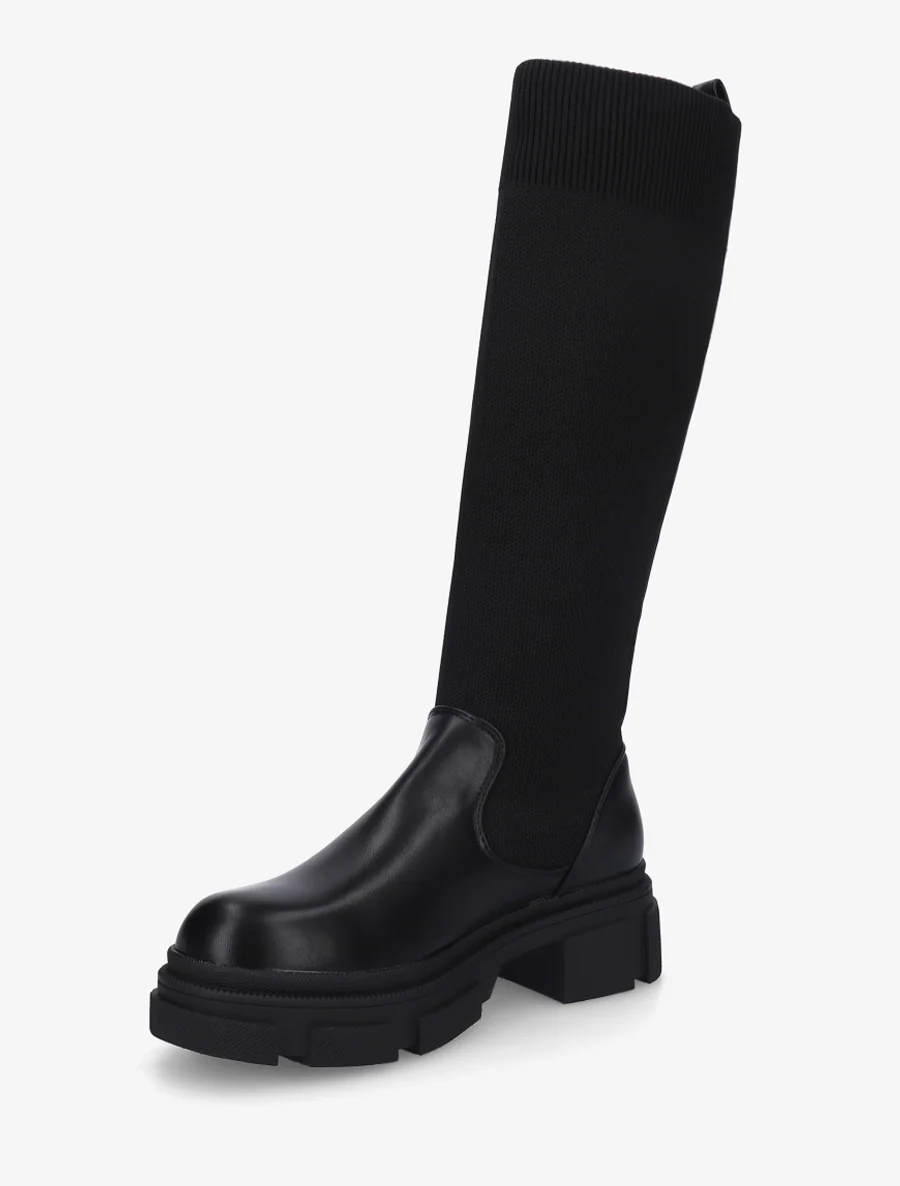 Bottes chaussettes en simili - Noir - Image 3