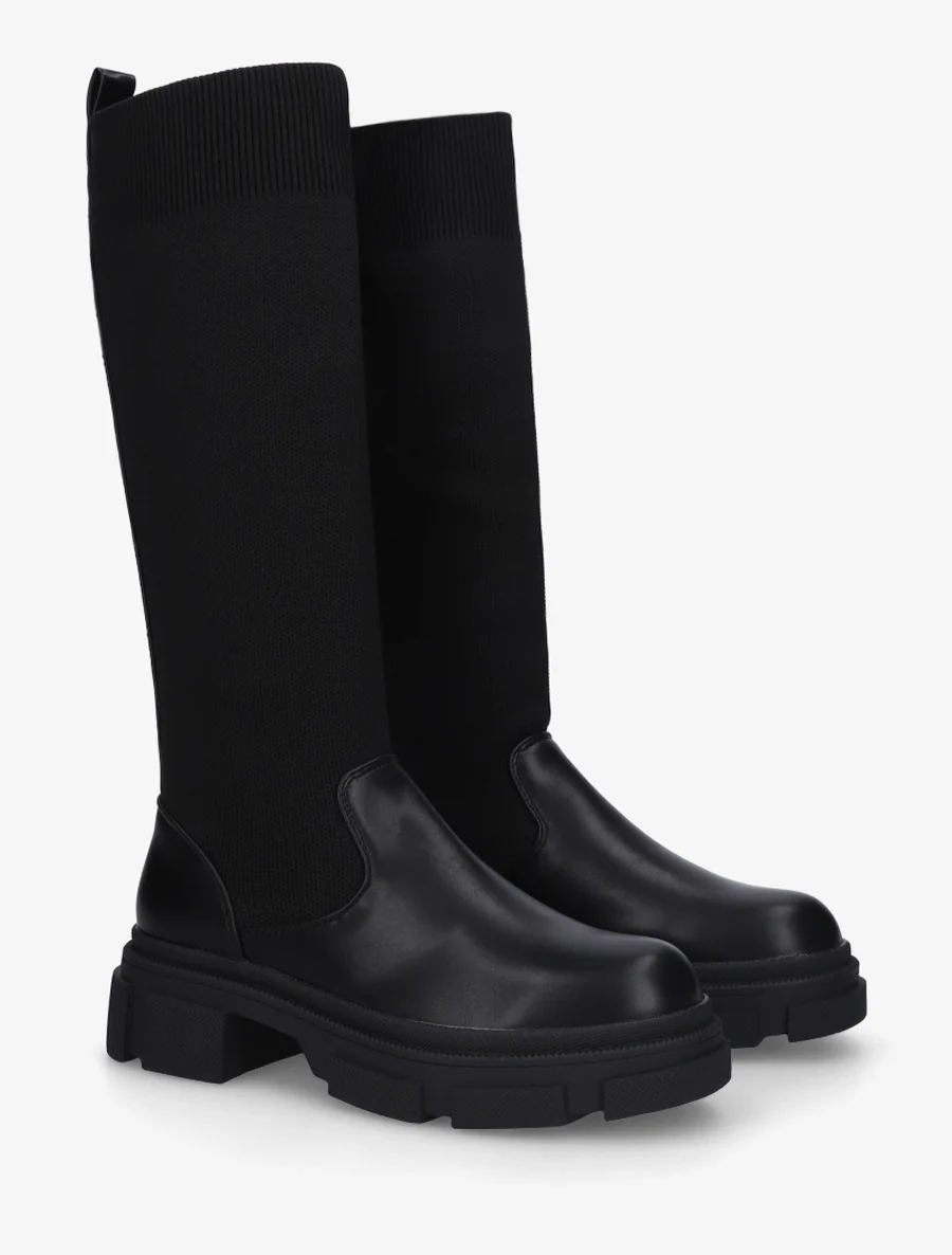 Bottes chaussettes en simili - Noir - Image 4