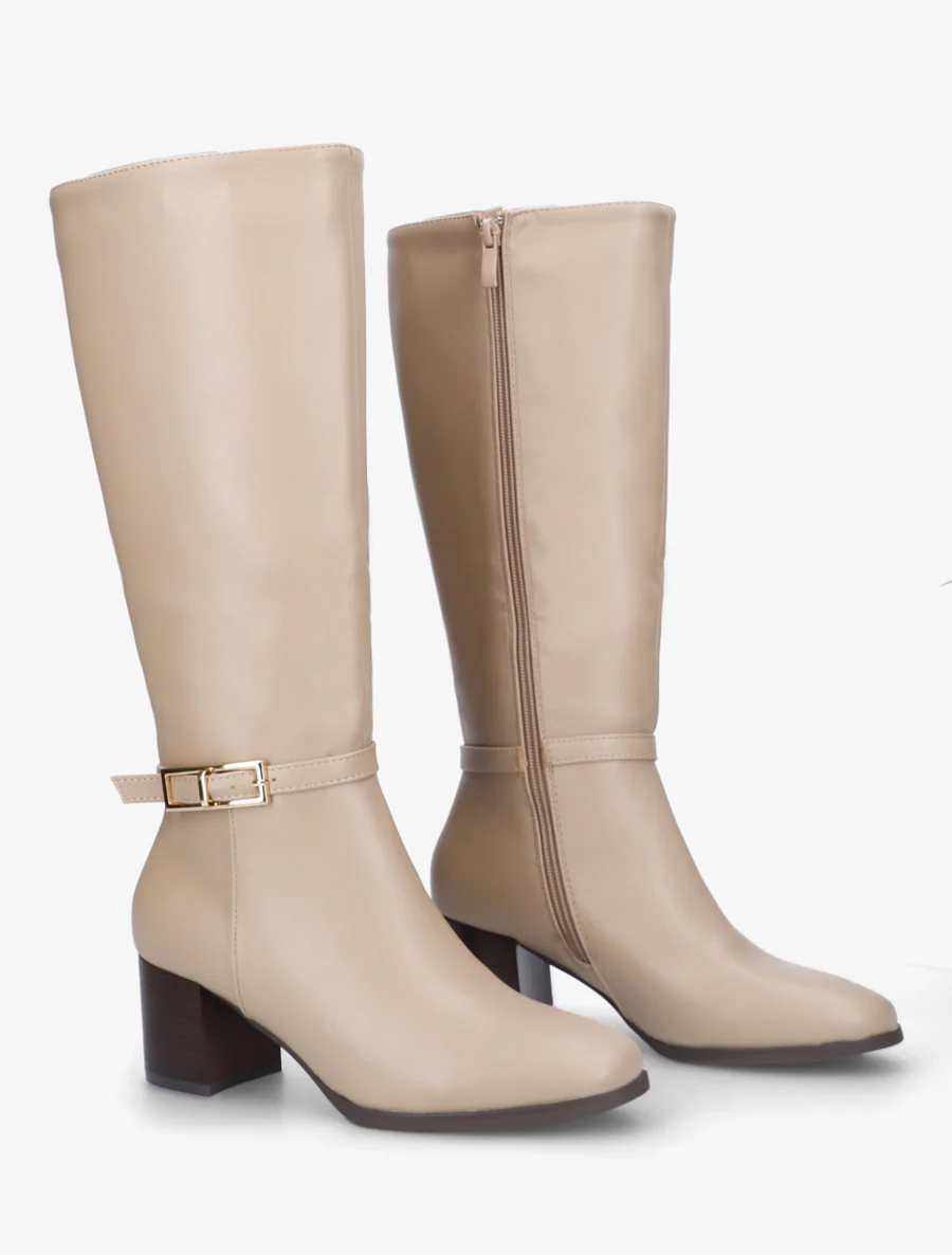 Bottes classiques à boucle - Beige - Image 4