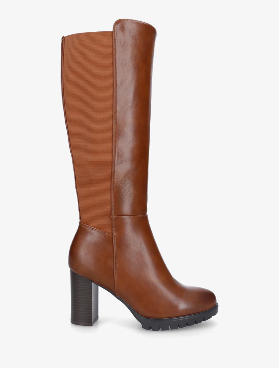 Bottes élastiquées à semelle crantée - Camel