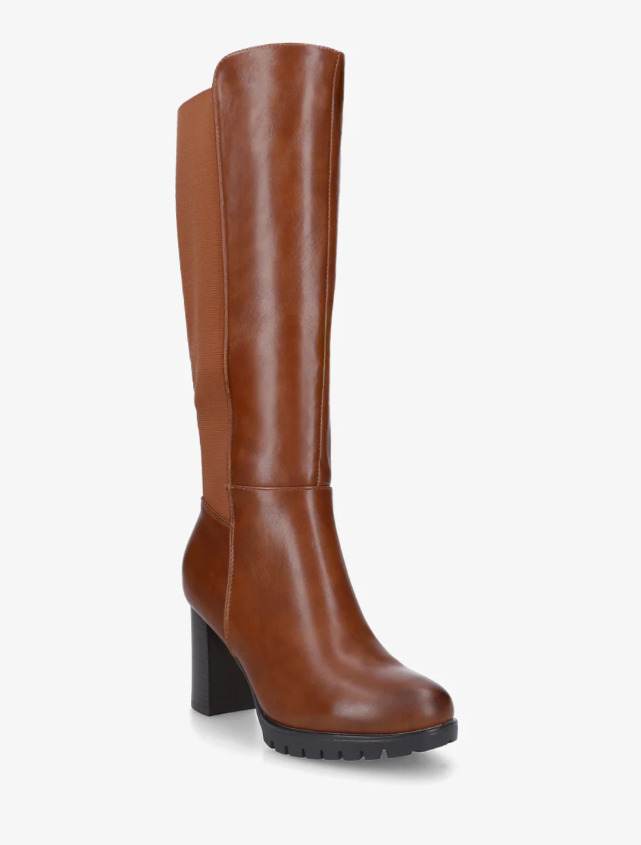 Bottes élastiquées à semelle crantée - Camel - Image 2