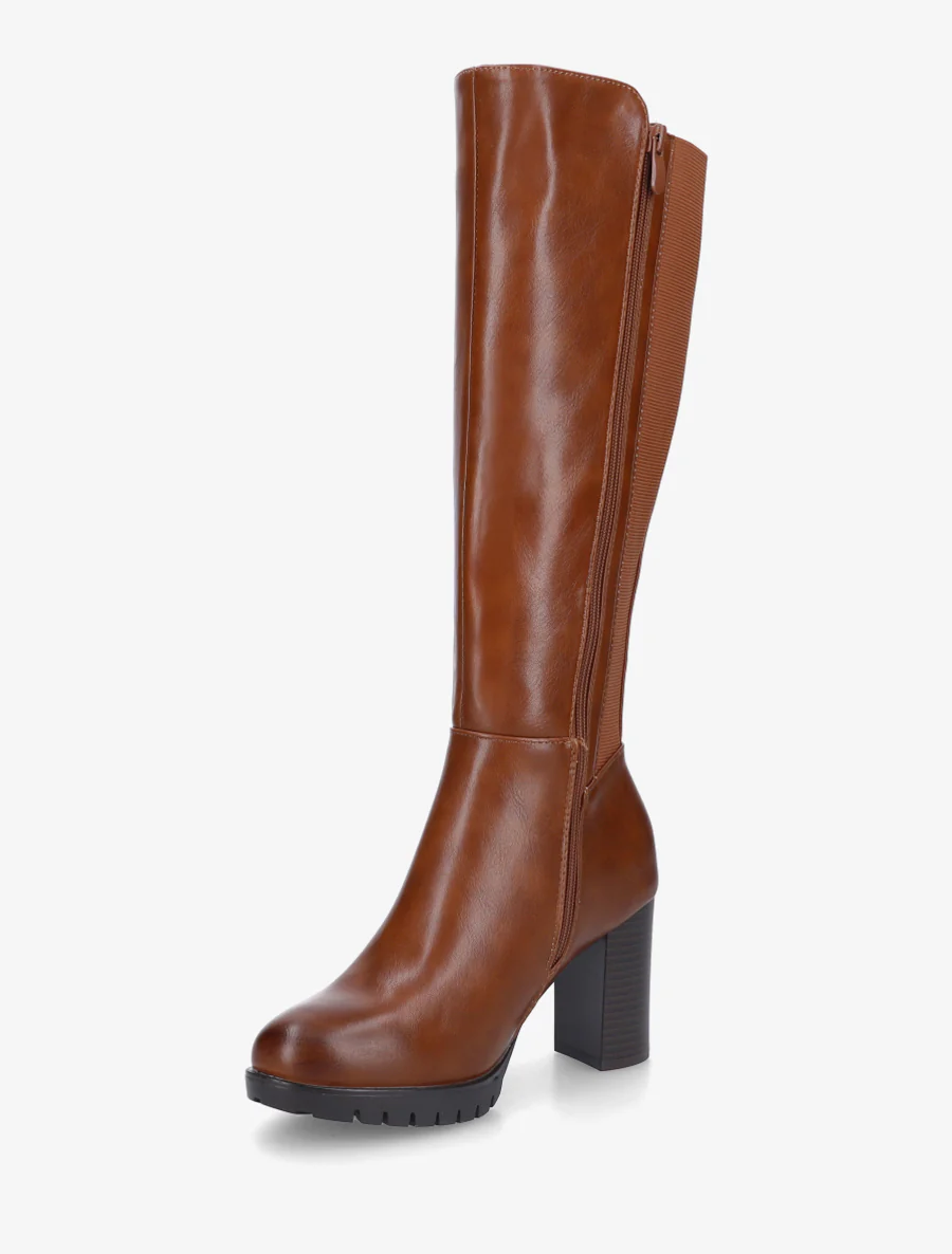Bottes élastiquées à semelle crantée - Camel - Image 3