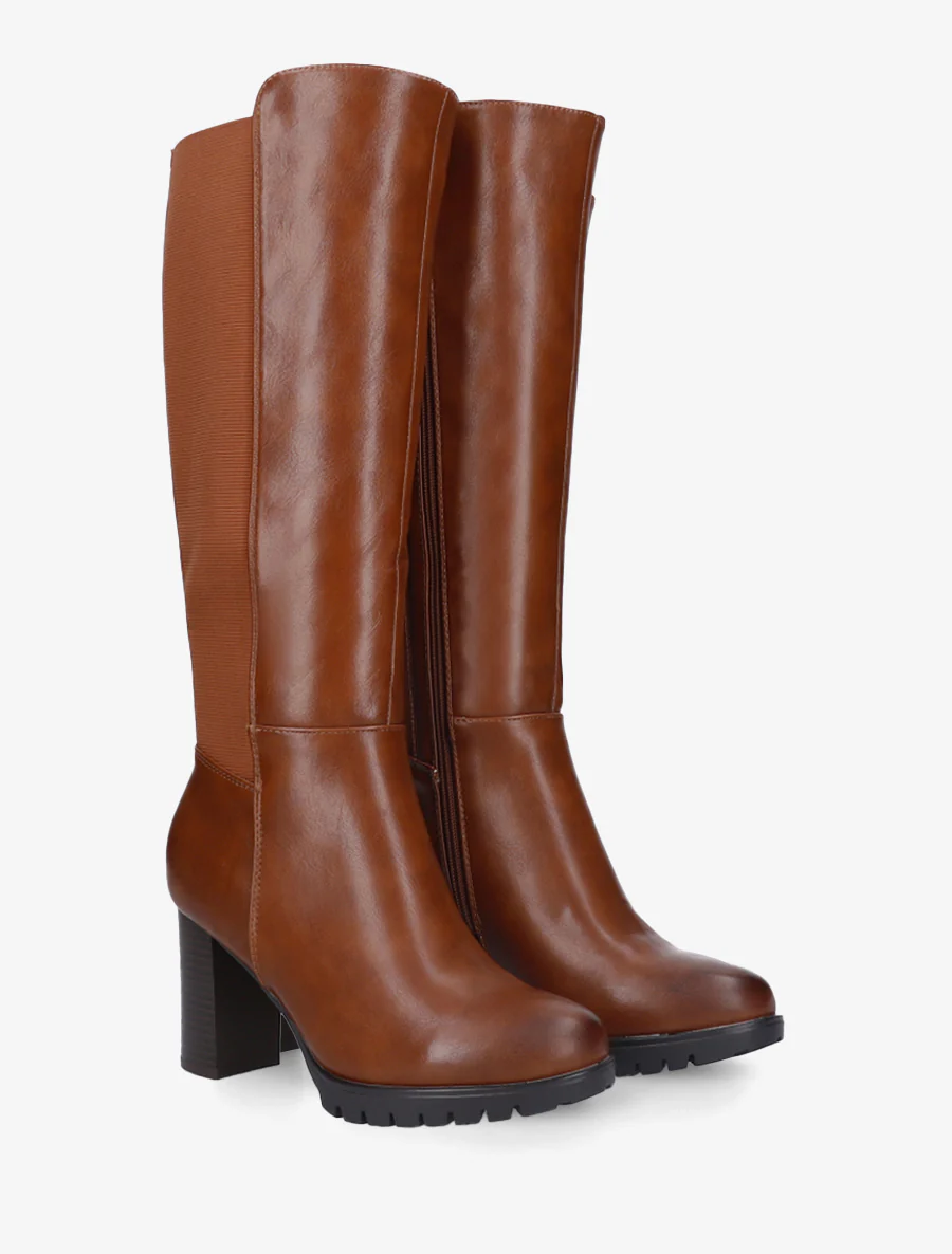 Bottes élastiquées à semelle crantée - Camel - Image 4