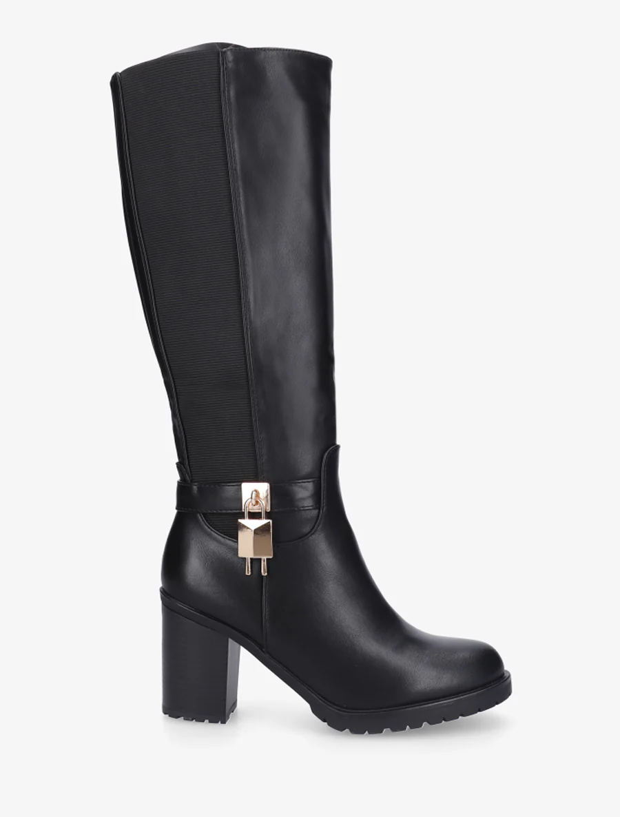 Bottes élastiquées à cadenas décoratif - Noir