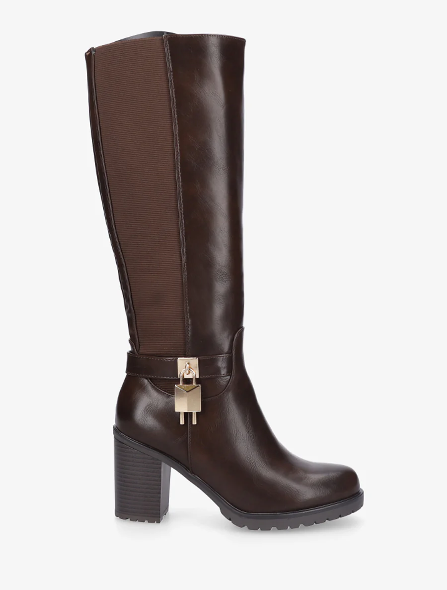 Bottes élastiquées à cadenas décoratif - Marron