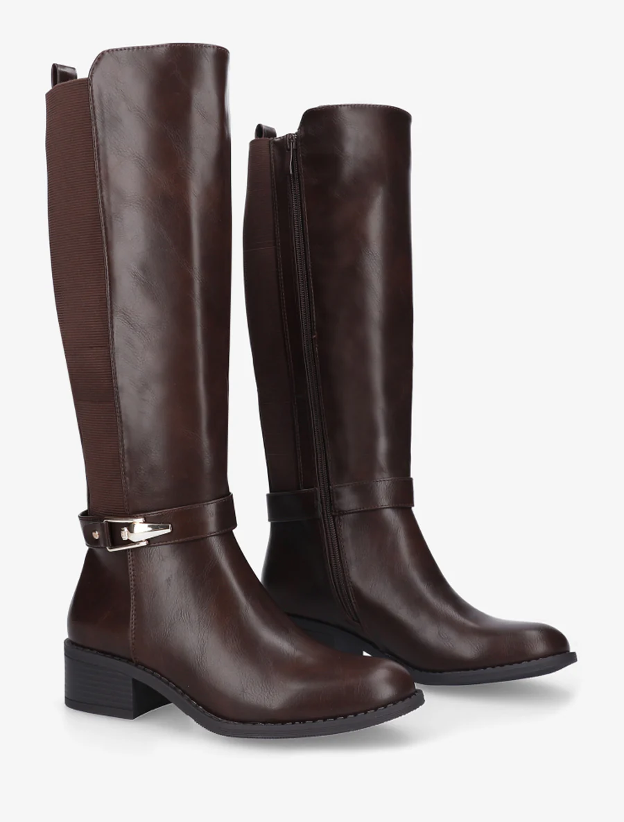 Bottes élastiquées à empiècement métallique - Marron - Image 4