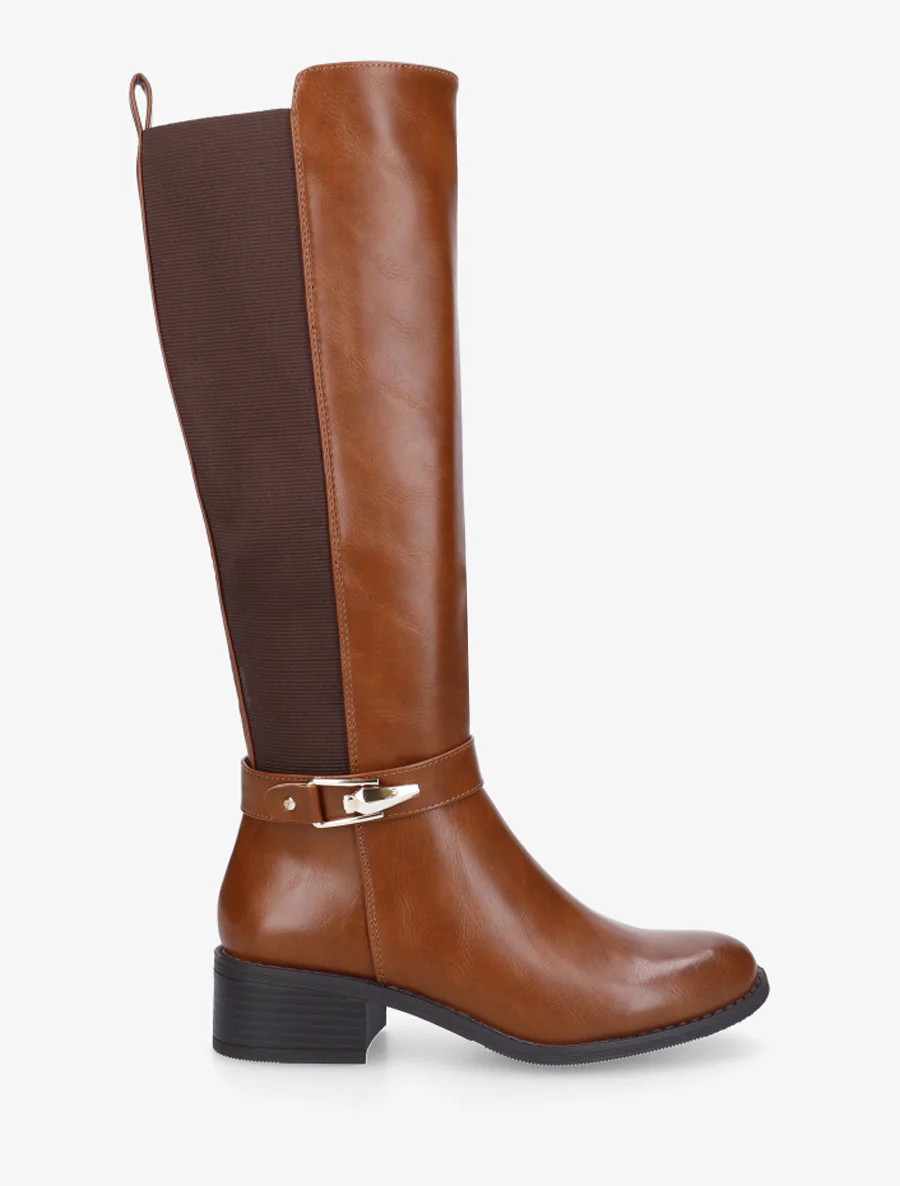 Bottes élastiquées à empiècement métallique - Camel
