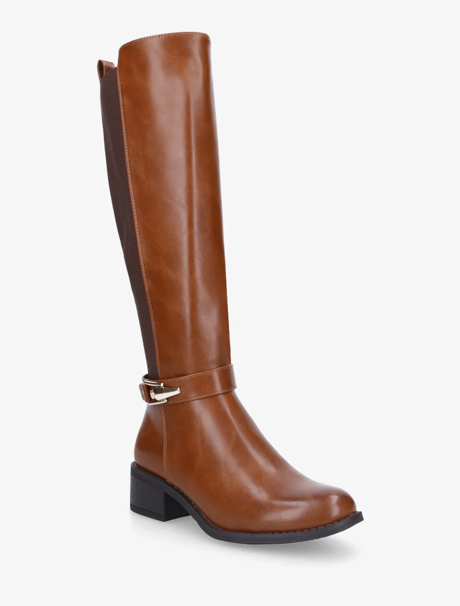 Bottes élastiquées à empiècement métallique - Camel - Image 2