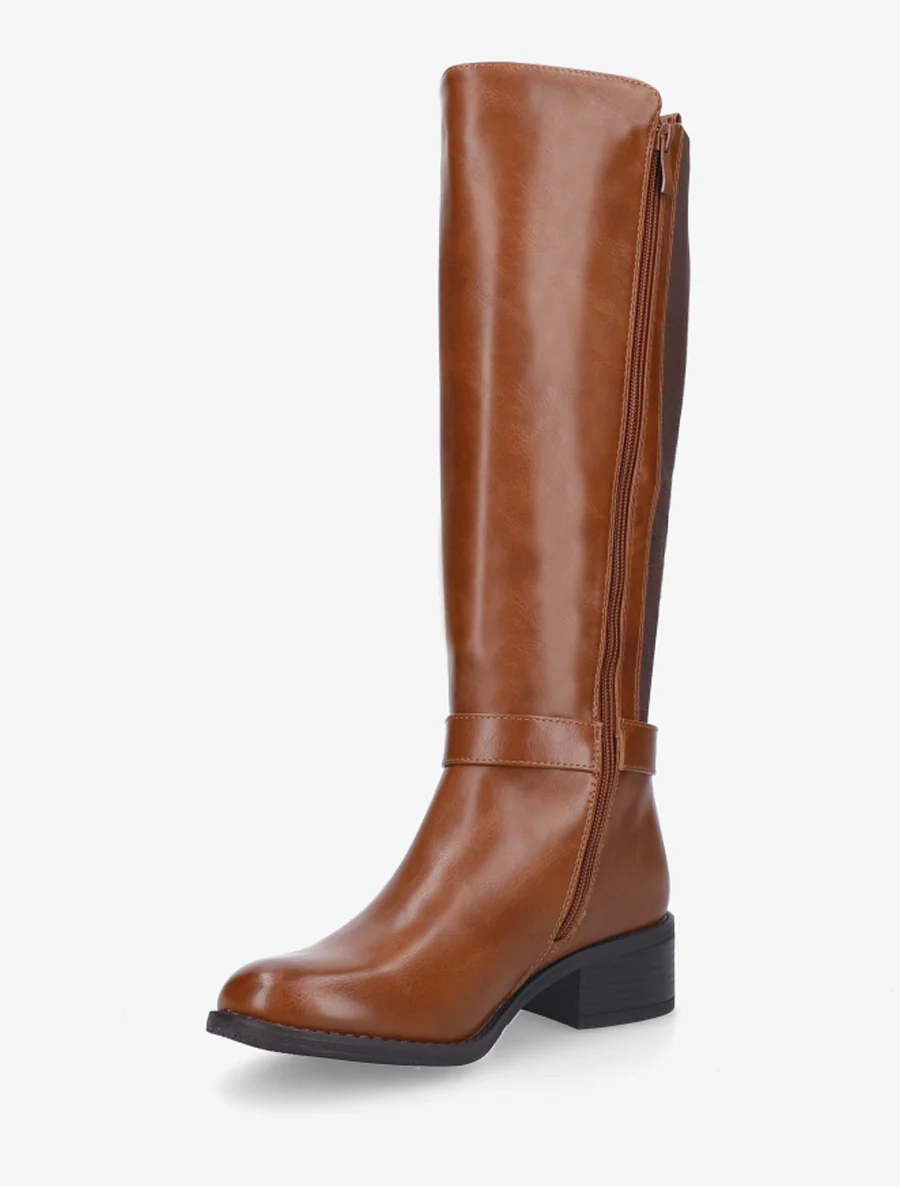Bottes élastiquées à empiècement métallique - Camel - Image 3