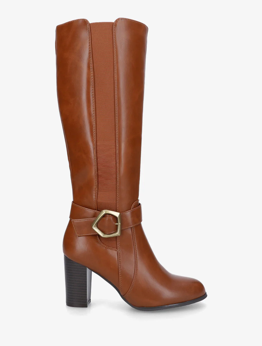 Bottes élastiquées à talon haut - Camel