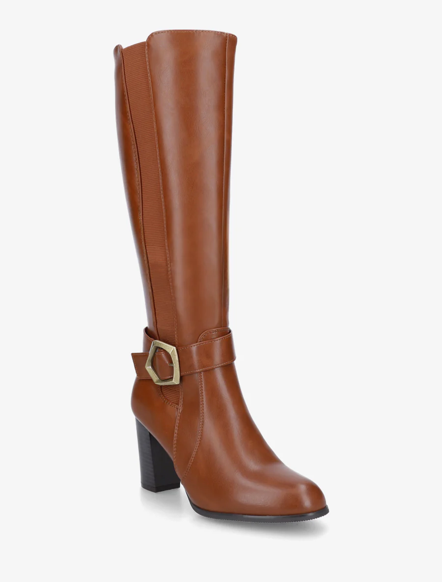 Bottes élastiquées à talon haut - Camel - Image 2