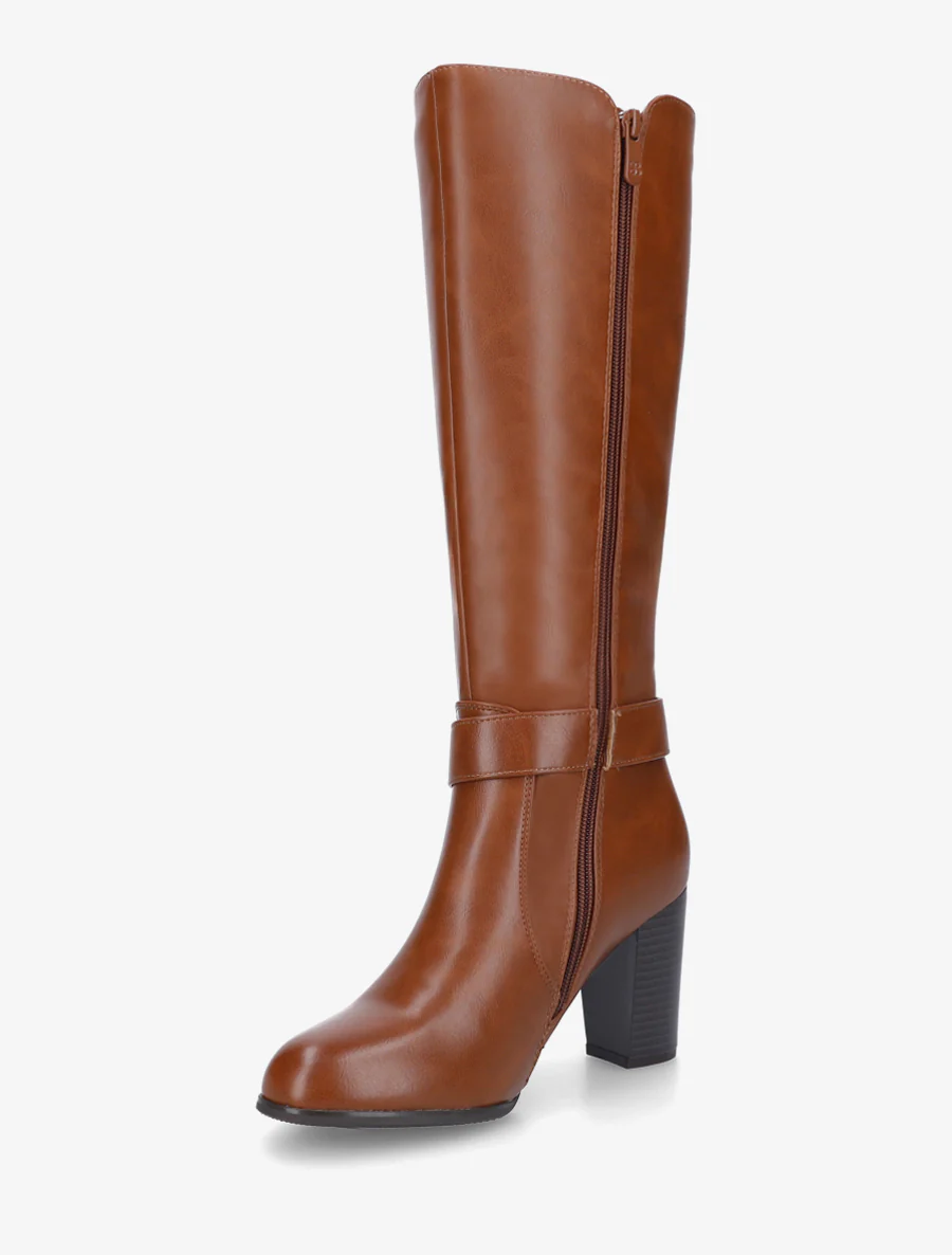 Bottes élastiquées à talon haut - Camel - Image 3