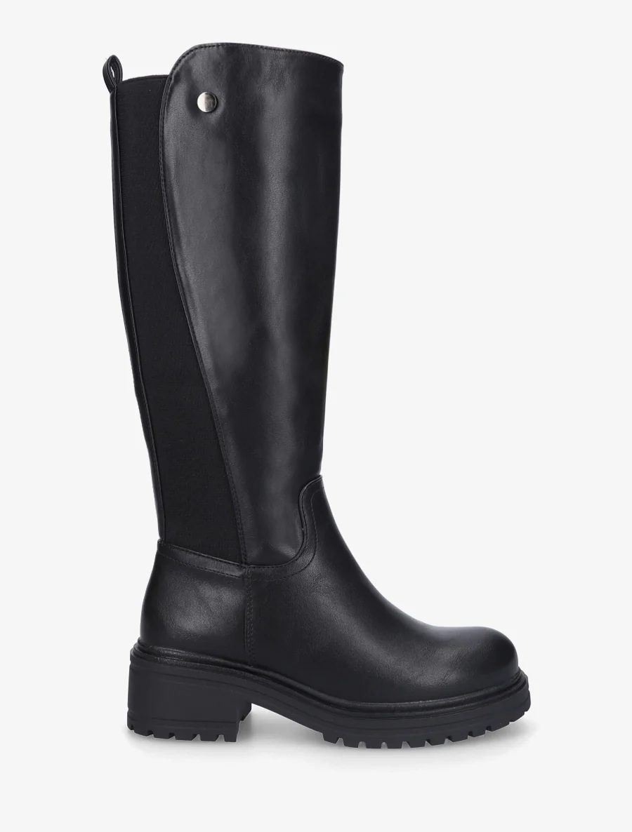 Bottes élastiquées en simili - Noir