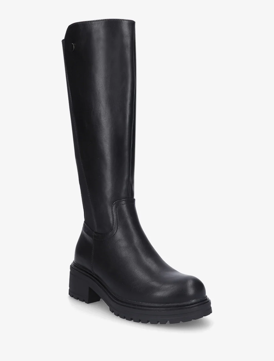 Bottes élastiquées en simili - Noir - Image 2