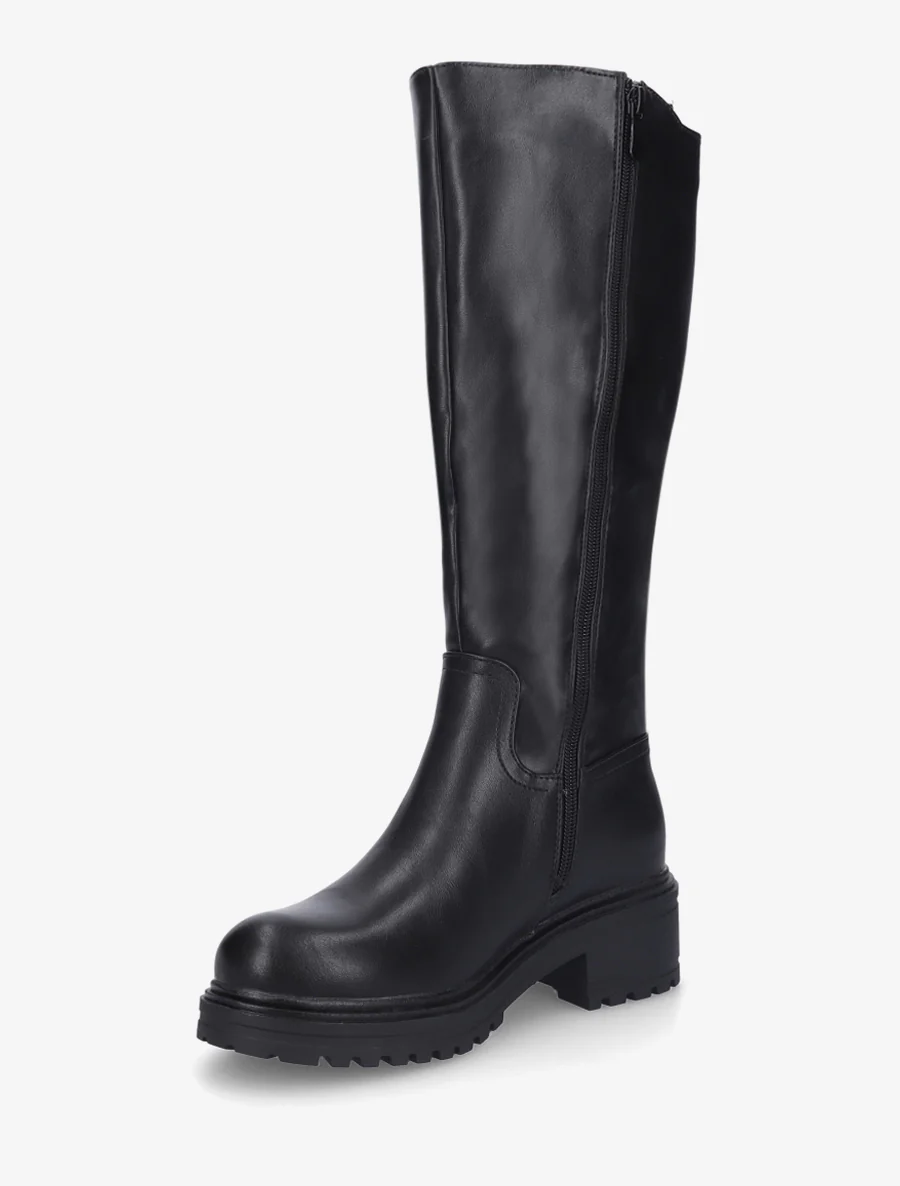 Bottes élastiquées en simili - Noir - Image 3