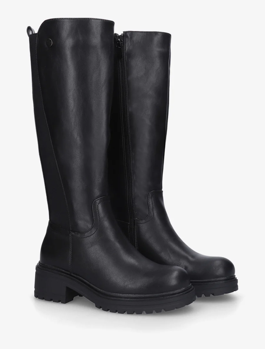 Bottes élastiquées en simili - Noir - Image 4