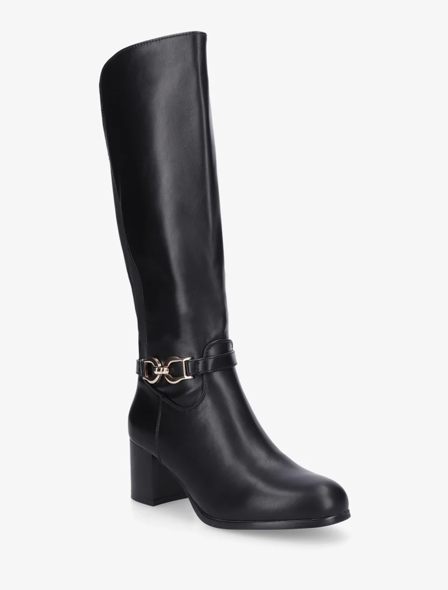 Bottes en simili à boucle décorative - Noir - Image 2