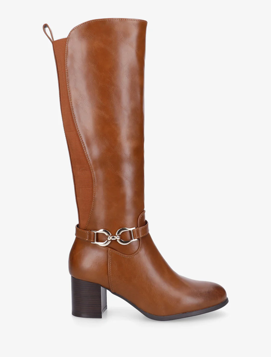 Bottes en simili à boucle décorative - Camel