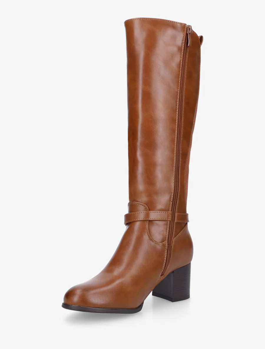 Bottes en simili à boucle décorative - Camel - Image 3