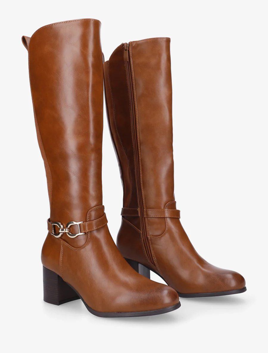 Bottes en simili à boucle décorative - Camel - Image 4