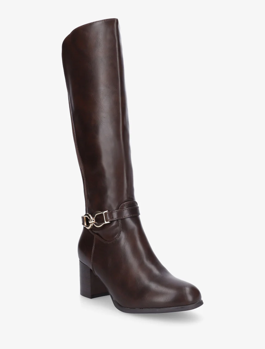 Bottes en simili à boucle décorative - Marron - Image 2